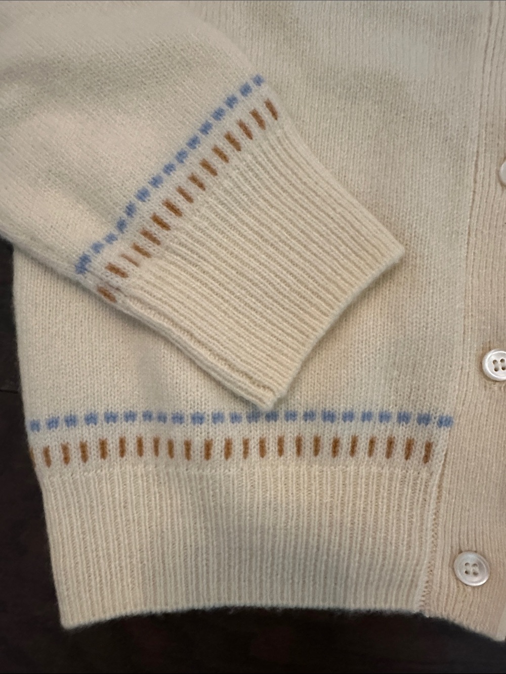 NWT DĂEN Olympe Cardigan S Gateau Annecy Fair Isle Wool Cashmere Ivory - Picture 10 of 13